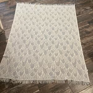 Pine Cone Hill Ivory Acrylic Blend Fringed Blanket Throw